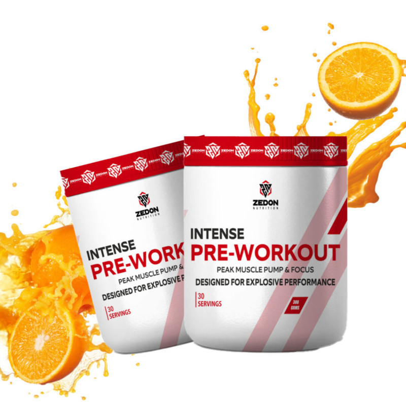Zedon Nutrition Intense Pre-Workout Supplement Powder with Creatine Monohydrate Pre Workout(300 g, Orange)