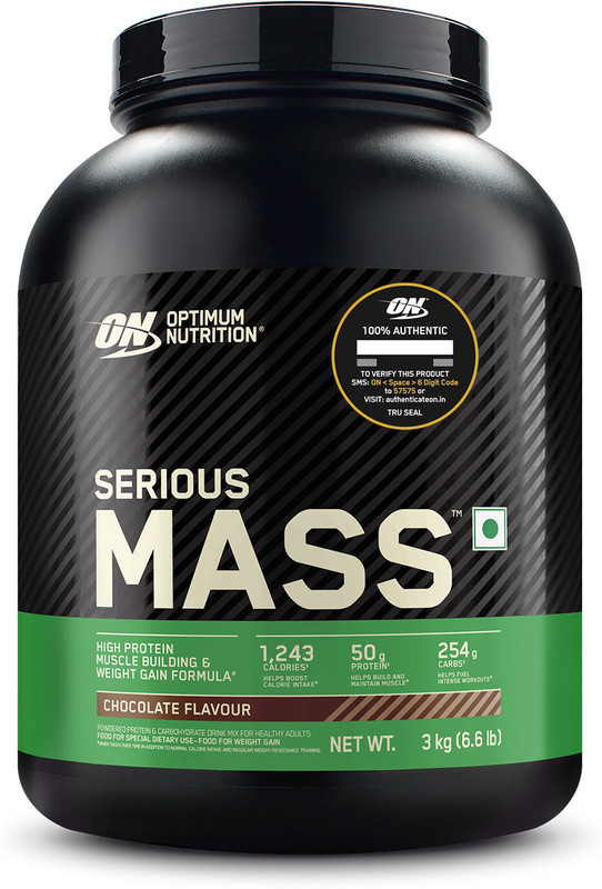 Optimum Nutrition (ON) Serious High Protein Weight / Mass Gainers with Vitamins,Minerals& Creatine Weight Gainers/Mass Gainers(3 kg, Chocolate)