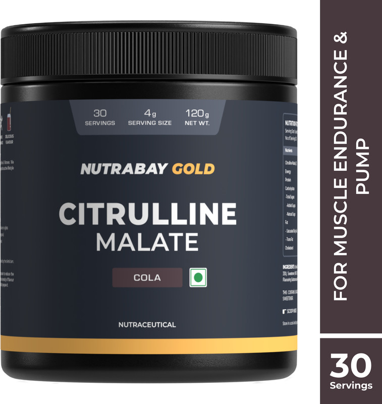 Nutrabay Gold Citrulline Malate 2:1 Supplement Powder, Boosts Nitric Oxide, Pre Workout(120 g, Cola)