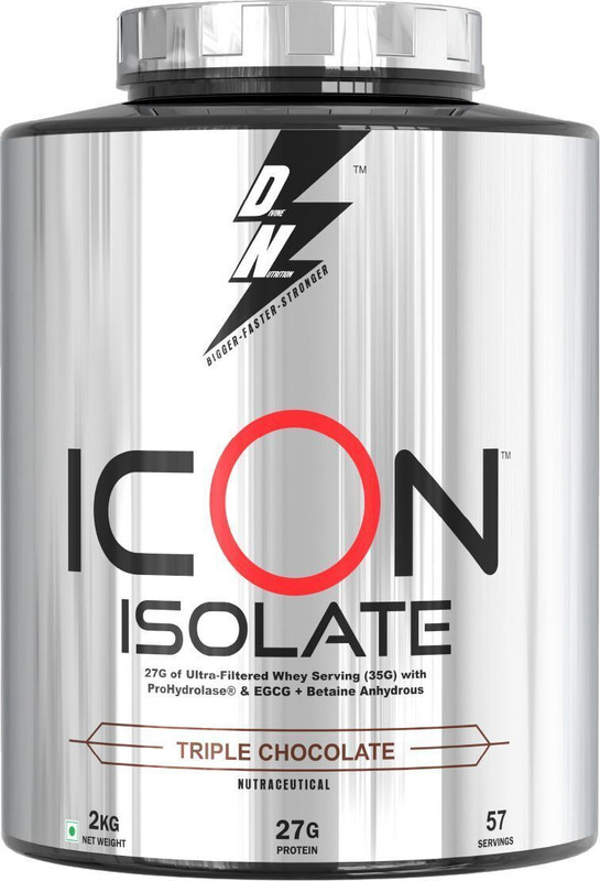 Dn With Divine Nutrition ICON ISOLATE PROTEIN, 27g Protein, 35g per serving, 56 Serving Whey Protein(2 kg, TRIPLE CHOCOLATE)