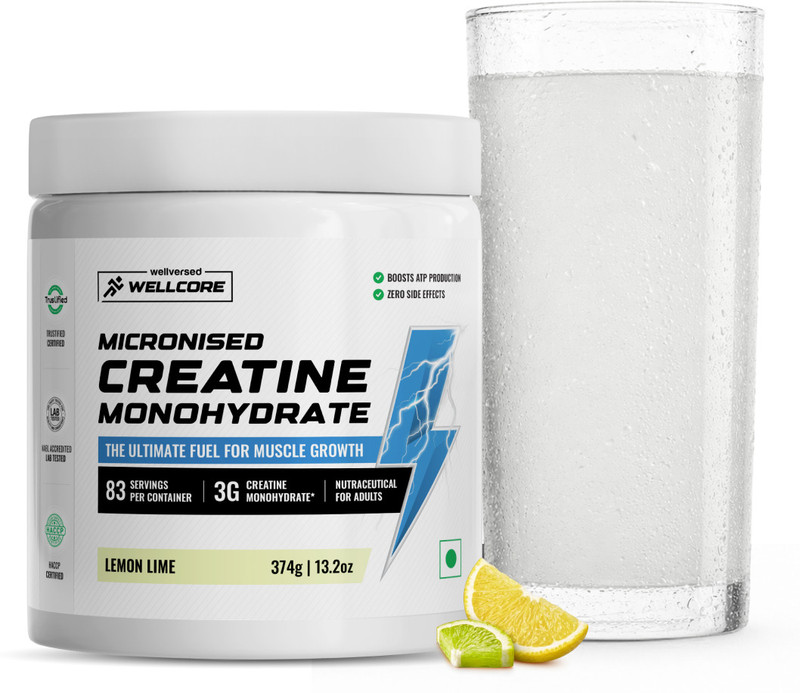 Wellcore Micronised Creatine Monohydrate | Lab Tested | Enhanced Absorption | 100% Pure Creatine(307 g, Kiwi Kick)
