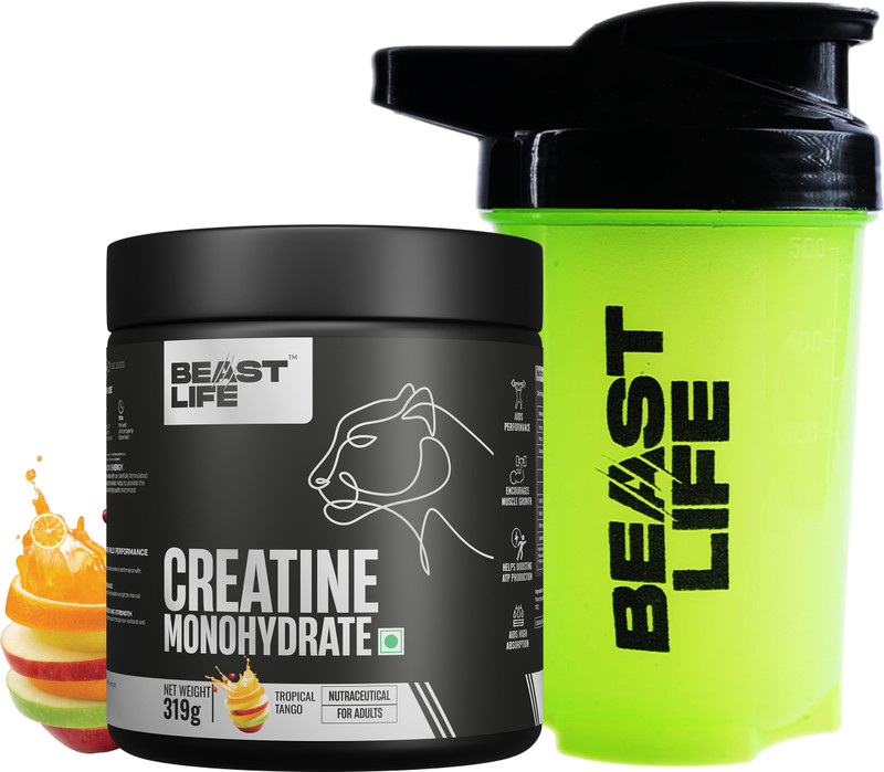 BeastLife Pure Creatine Monohydrate with Shaker Creatine(319 g, 500 ml, Tropical Tango)
