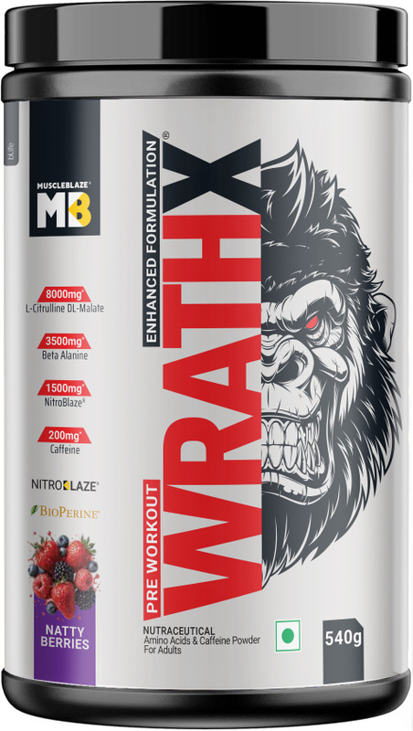 MUSCLEBLAZE Pre Workout WrathX with Creapure,Nitroblaze & BioPerine Pre Workout(340 g, Cola Frost)