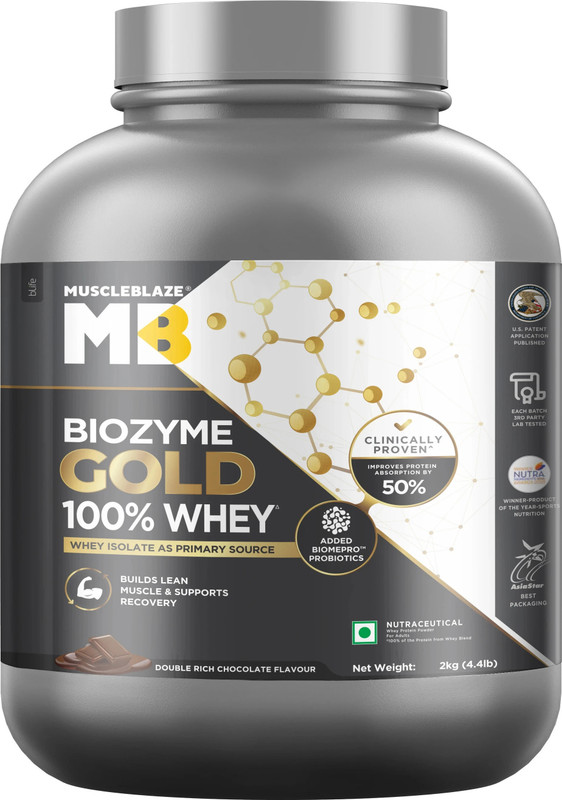 MUSCLEBLAZE Biozyme Gold 100% Whey Protein Whey Protein(2 kg, Double Rich Chocolate)