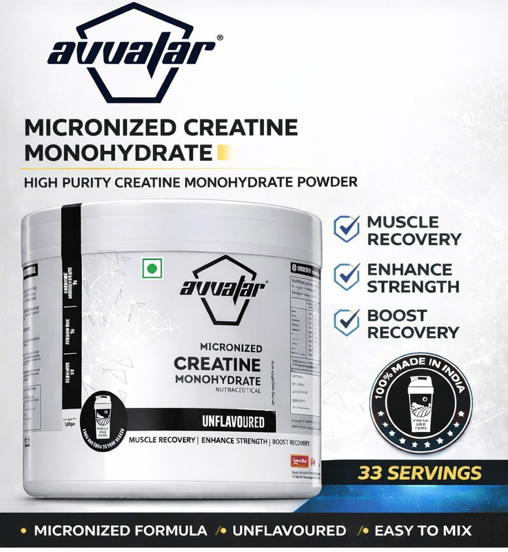 Avvatar Micronised Creatine Monohydrate Creatine(100 g, unflavoured)