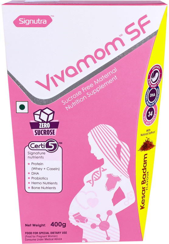 vivamom SF Sucrose Free Maternal Nutrition Supplement Nutrition (400 g, Kesar Badam Whey Protein(400 g, KESAR BADAM)