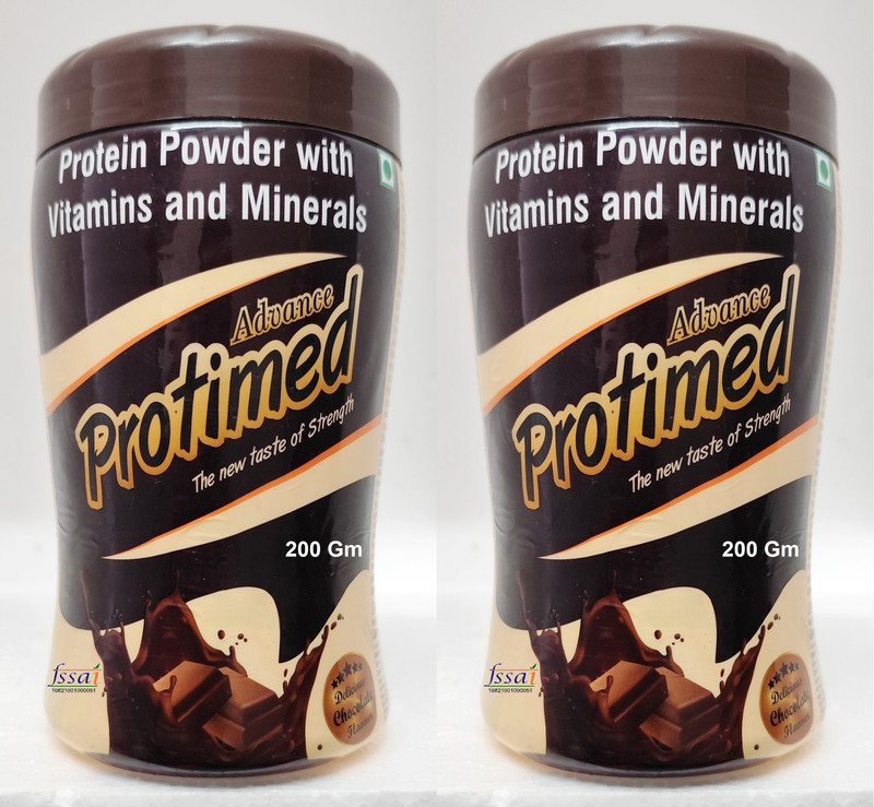 Protimed Protein Powder Vitamin B12 Folic Acid Nutrition Energy Muscle Strength Wellness Protein Blends(400 g, Chocolate)