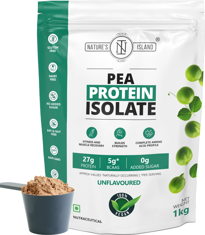 Nature's island Plant Plant-Pea Protein Isolate Unflavoured (27G Protein, 4.7G BCCAs,ZERO Sugar) Plant-Based Protein(1 kg, Unflavoured)