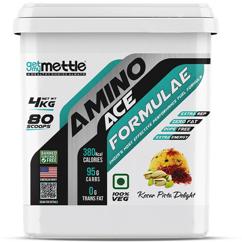 METTLE Amino Ace Formulae|Carbs Blend | Performance Fuel | Whey Protein(4 kg, Kesar pista)