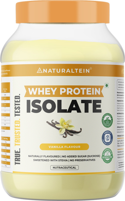 NATURALTEIN Natural Whey Protein Isolate. Naturally Flavoured, No Artificial Sweeteners. Whey Protein(1 kg, Vanilla)