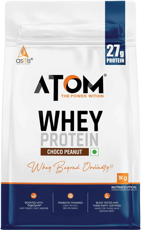 AS-IT-IS Nutrition ATOM Whey Protein 1kg | 27g protein | Isolate & Concentrate | Choco Peanut Whey Protein(1 kg, Choco Peanut) - 24% off at DetectaDeal