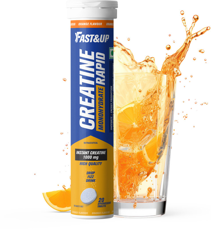 FAST&UP Creatine Rapid - 1000mg Instant Creatine Monohydrate For Sustained Performance Creatine(20 No, Tangy Orange)