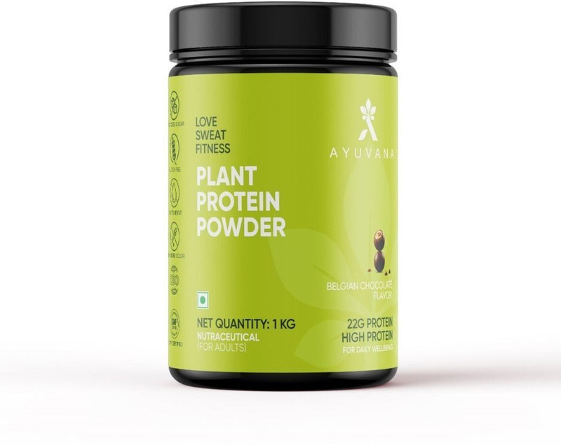Ayuvana Plant Protein Powder Plant-Based Protein(1 kg, Belgian Chocolate)