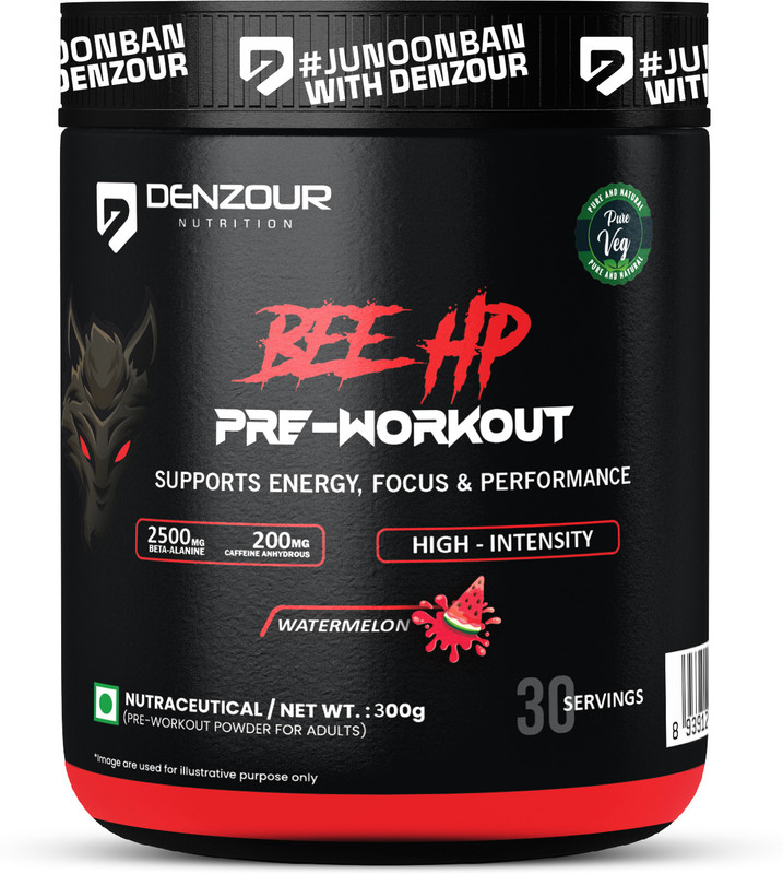 DENZOUR NUTRITION Bee-Hp Pre-Workout, Most Explosive Muscle Pump With Fat Loss Formula Pre Workout(300 g, Watermelon)