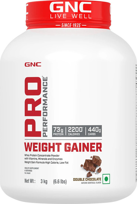 GNC Pro Performance Weight Gainer Weight Gainers/Mass Gainers(3 kg, Double Chocolate)