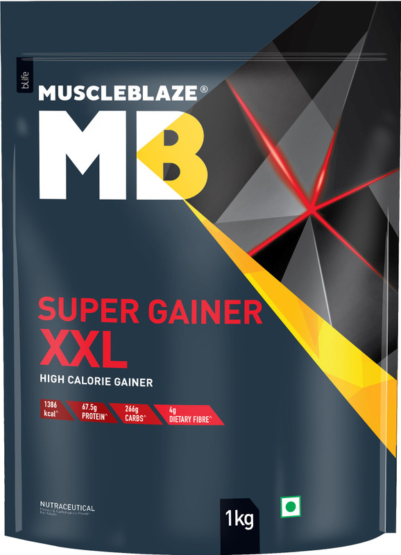MUSCLEBLAZE Super XXL, For Muscle Weight Gainers/Mass Gainers(1 kg, Cookies & Cream)