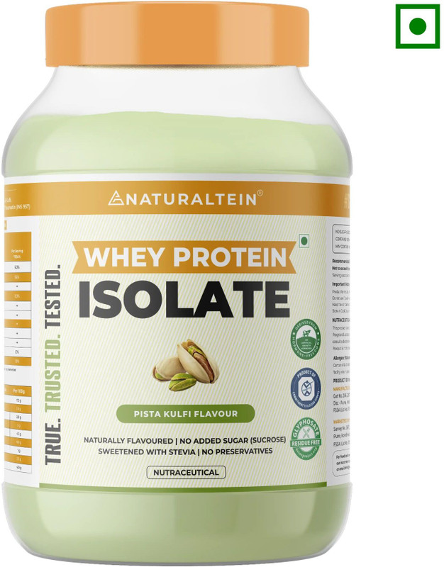 NATURALTEIN Whey Isolate 1kg Pista Kulfi | 30g Protein | Clean, Natural & Sugar-Free Whey Protein(1 kg, Pista Kulfi)