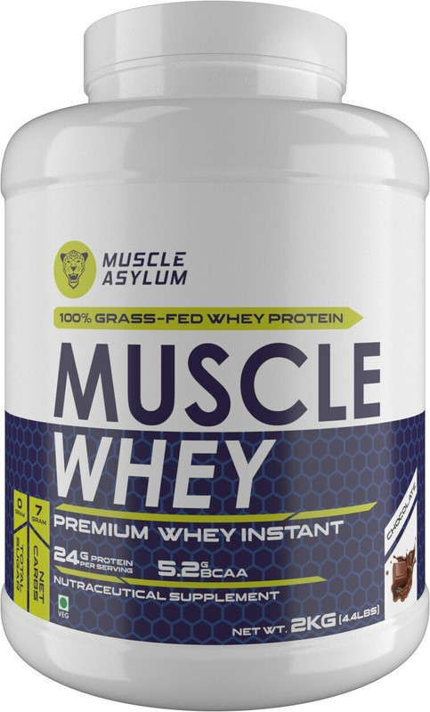 Muscle Asylum Muscle Whey 100% Whey Protein, Chocolate Flavor (50 Servings) - 2 Kg (4.4Lbs) Whey Protein(2 kg, Double Chocolate)