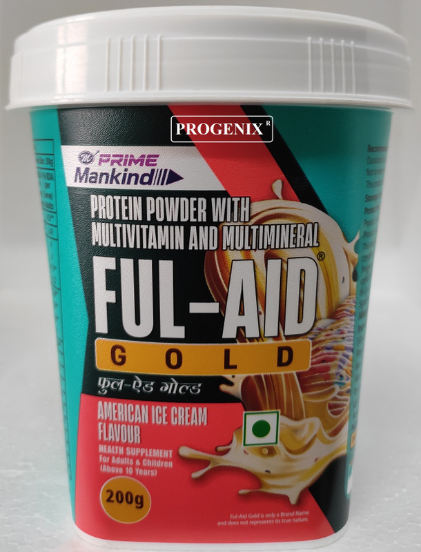 Progenix MANKIND FUL AID GOLD MULTIVITAMIN PROTEIN POWDER FOR MUSCLE, BODY,ENERGY,STAMINA Protein Blends(200 g, AMERICAN ICE CREAM)
