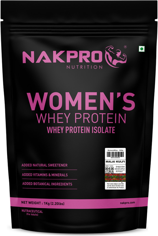 Nakpro Women's Whey Protein Powder, Added Vitamins & Minerals, Whey Protein(1 kg, MalaiKulfi)