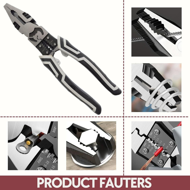 mozart Multipurpose Electrician Plier/Cutting Plier with Gripping/Wrench /Wire Cutter/Crimping Tool & Wire Stripper Fuction 5 IN 1 Bypass Pruner(Manual)