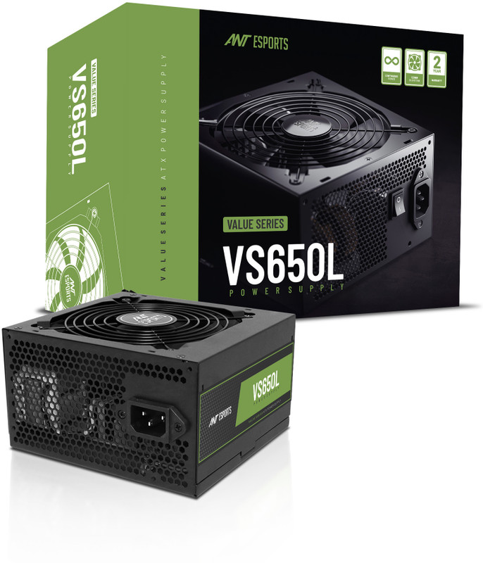 Ant Esports VS650L 650 Watts Gaming PSU with 5 SATA Cables(Black)