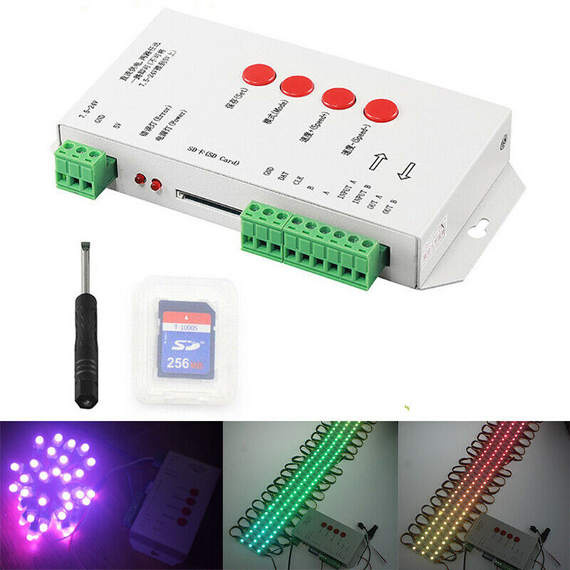 Brilights T1000S LED Pixel Controller DC5-24V with 256MB SD Card - For WS2811, WS2812B 60 Watts Computer PSU with 3 SATA Cables(Multicolor)