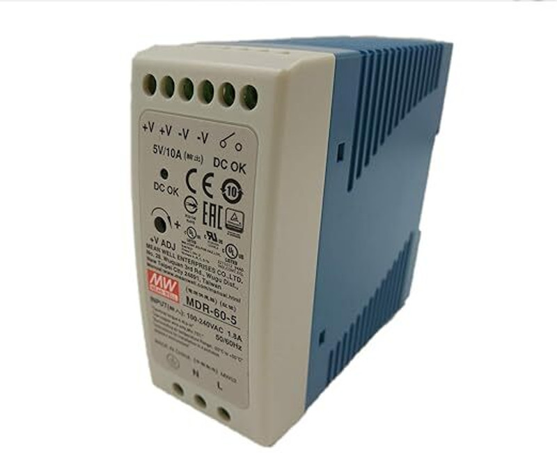 TECHNEXA MEAN WELL MDR-60-5 5V 60W 12A meanwell Industrial DIN Rail Power Supply 60 Watts Computer PSU with 0 SATA Cables(White)