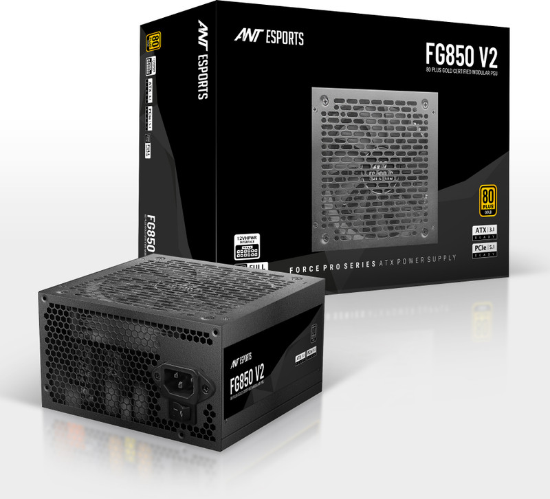 Ant Esports FG750 V2 80 Plus Gold Certified Modular Gaming Power Supply I 120mm Silent Fan 750 Watts Gaming PSU with 6 SATA Cables(Black)