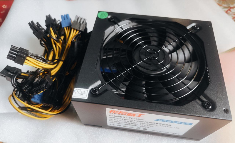 Rishu Mining Psu 2000 Watts Server PSU with 10 SATA Cables(Black)