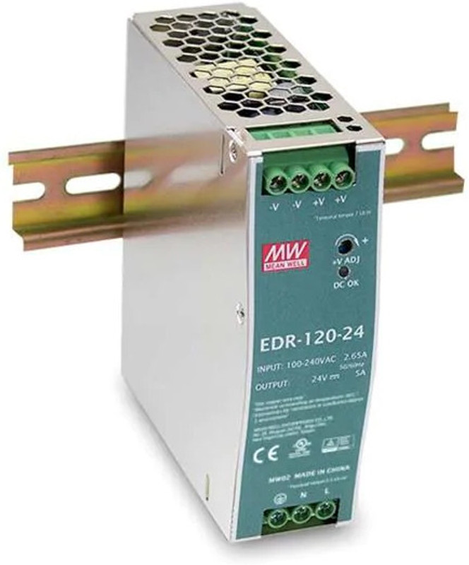 Mean Well EDR-120-48 DIN Rail Power Supply,Input, 48V dc dc Output, 2.5A Output, 120W 120 Watts Computer PSU with 0 SATA Cables(Silver)