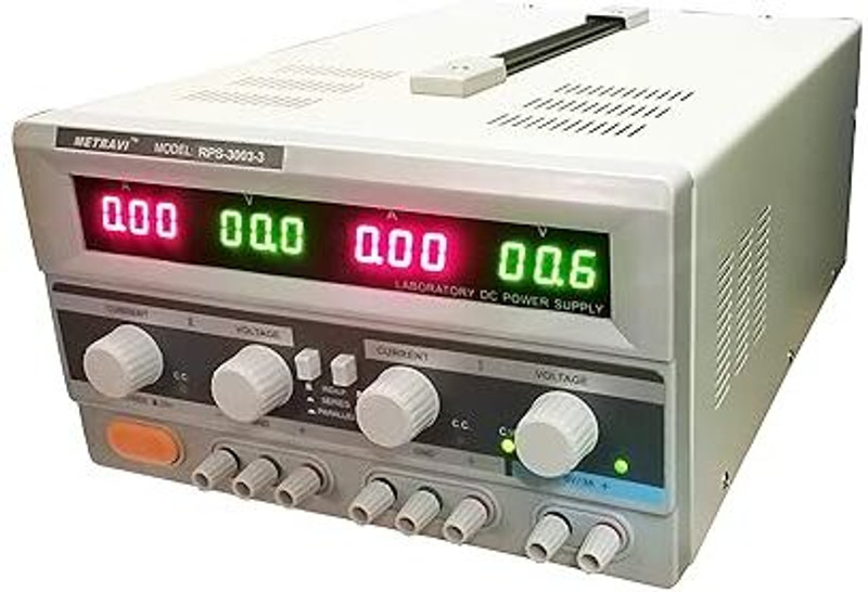 Metravi RPS-3003-3 DC Regulated Power Supply - Triple Output with Backlit LCD Display 30 Watts Server PSU with 2 SATA Cables(off-White)