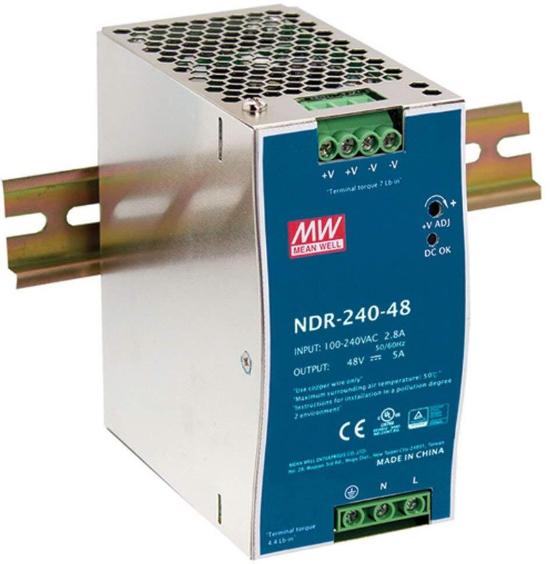 TECHNEXA MEAN WELL NDR-240-48 NDR-240 Series 240 W Single Output 48 V PFC DIN Rail 240 Watts Computer PSU with 0 SATA Cables(Silver)