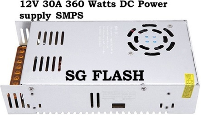 SG Flash 12V 30A 360 Watts DC Power supply SMPS 400 Watts Server PSU with 0 SATA Cables(White)