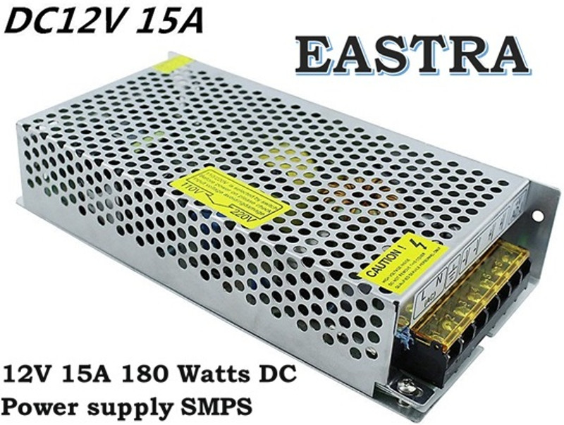 EASTRA DC 12V 15A SMPS Mode CCTV Switching Portable Power Supply 180 Watts Computer PSU with 2 SATA Cables(Gold)