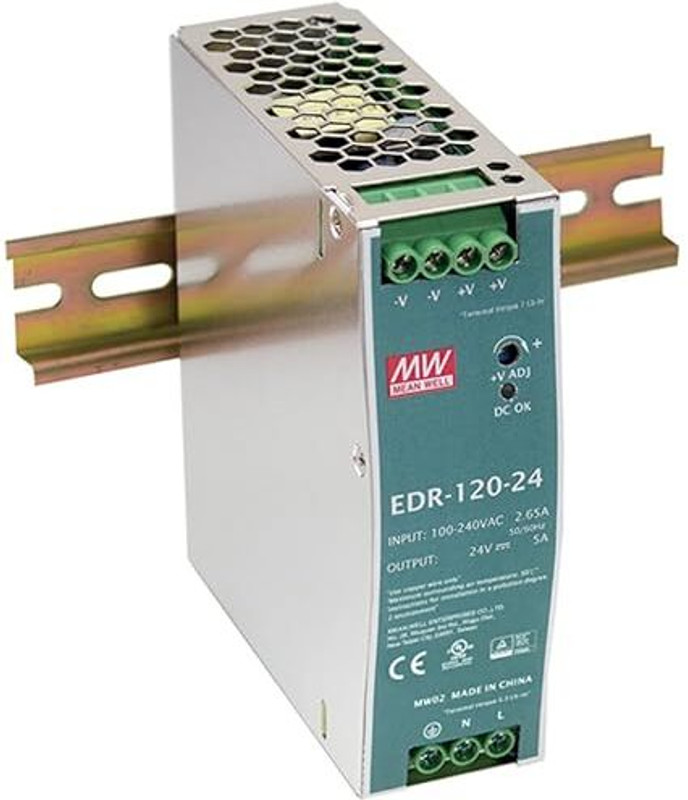 Mean Well EDR-120-48 DIN Rail Power Supply,Input, 48V dc dc Output, 2.5A Output, 120W 120 Watts Computer PSU with 0 SATA Cables(Silver)