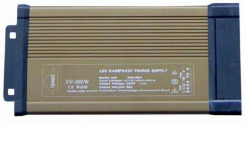 Divinext 5 Volt 60 Amp 300 Watt LED Rainproof Switching Power Supply SMPS Adapter DC5V 300 Watts Computer PSU with 7 SATA Cables(Black, Golden Brown)