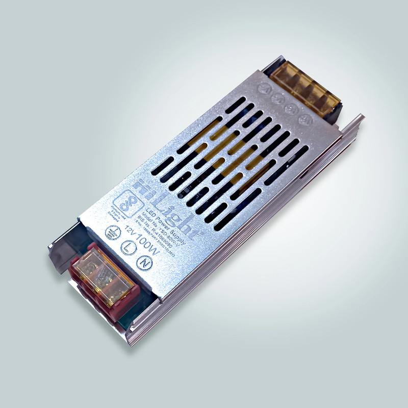 Hilight 12V 100W (SLIM) SMPS for LED Strip, CCTV, Neon Sign & Other Indoor Lighting 100 Watts Computer PSU with 2 SATA Cables(Silver)