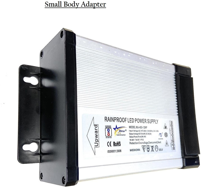 DHRUV-PRO 12V Switched Rainproof Power Supply (Silver) (12V 400W 180x120x56mm)-Small Body 400 Watts Computer PSU with 4 SATA Cables(Silver)