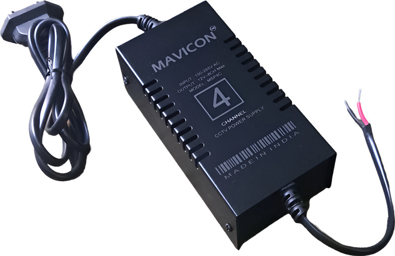 MAVICON 4 channel smps cctv camera power supply 12v 5a 60w cctv smps 4 channel 60 Watts Computer PSU with 0 SATA Cables(Black)