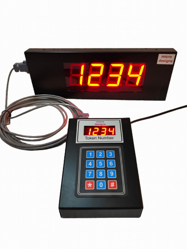 microdesigns 4-digit Token Display System with display unit; Ding Dong sound; 5 m cable Indoor PA System(25 W)