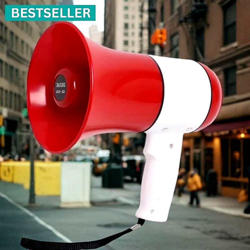 FRONY Handheld (Megaphone with Recorder) (Bhopu Talk Record Play) & Siren MusicKJ609 Handheld (Megaphone) (Bhopu) Horn with USB & SD Card Port for AnnouncingLK614 Outdoor, Indoor PA System(30 W)
