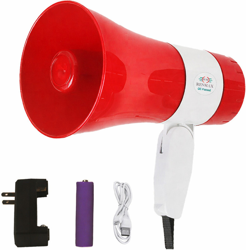 RENMAX Rechargeable Horn Speaker with LED Light Megaphone Portable Horn Recorder Player Bluetooth Outdoor PA System(40 W)
