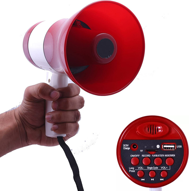 First Dot Portable Handheld Megaphone Loud Speaker Recording Speaker USB & SD Card Multi 75 Watt Rechargeable Battery, Recorder Talk, Record, Play, Music Loudspeaker Indoor, Outdoor PA System(75 W)