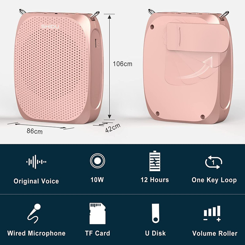 Shidu S258-PK Portable Voice Personal Microphone Pa System Amplifier S258 Outdoor PA System(10 W)