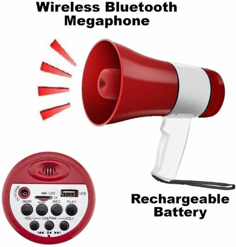 Ekavir 50 Watt Megaphone Loud Speaker Trumpets Recording Speaker Horn for Announcing Handheld Megaphone Indoor, Outdoor PA System(50 W)