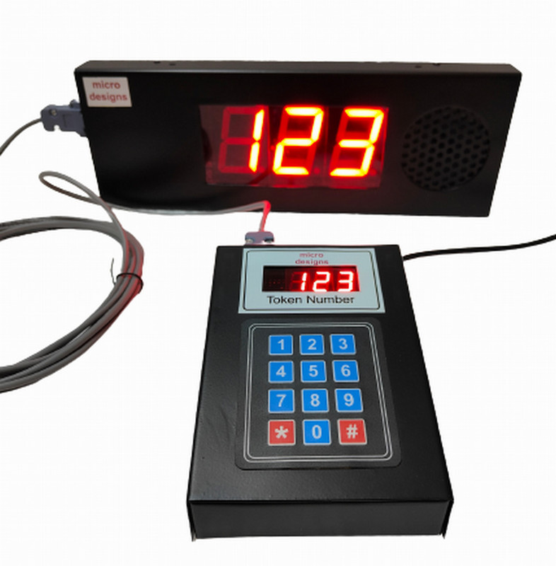 microdesigns 4-digit Token Display System with dual display units 5+5 m cable Indoor PA System(10 W)