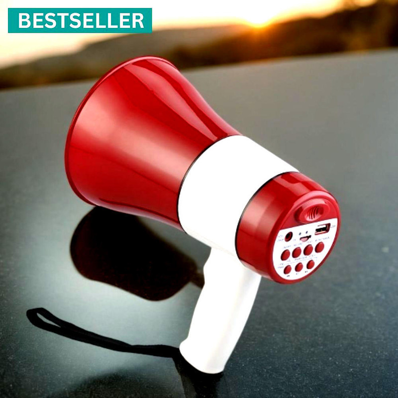 FRONY Handheld (Megaphone with Recorder) (Bhopu Talk Record Play) & Siren MusicOI288 Handheld (Megaphone with Recorder) Siren Music Loud Speaker for AnnouncingOI288 Outdoor, Indoor PA System(30 W)