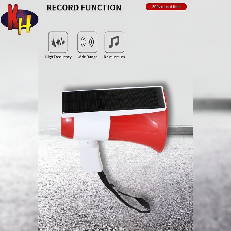 KH SOLAR_MG Handheld Megaphone with Loud Speaker Built in Solar Panel Rechargeable Recording Indoor, Outdoor PA System(30 W)