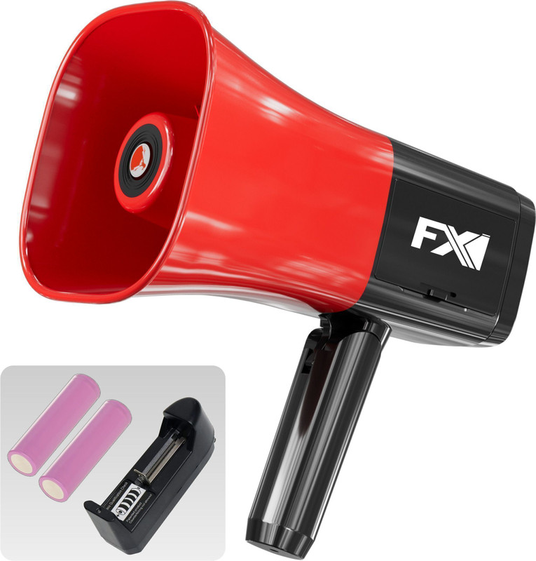 FXI MP-722 Megaphone Speaker For Announcing Talk Record Play, Siren, Type C Charging , Dual Battery, Foldable Handle Bluetooth Megaphone with 13 Pre Recorded Tones Indoor, Outdoor PA System(300 W)